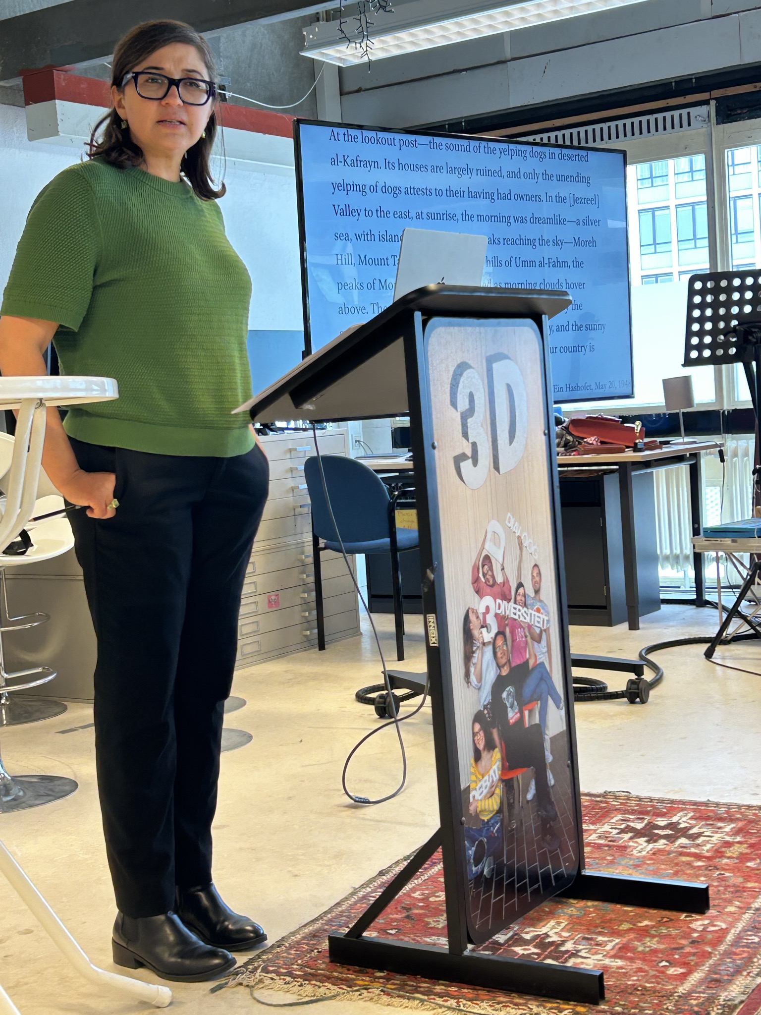 Areej Sabbagh-Khoury presenting at VU Amsterdam 3D Centre, May 2026
