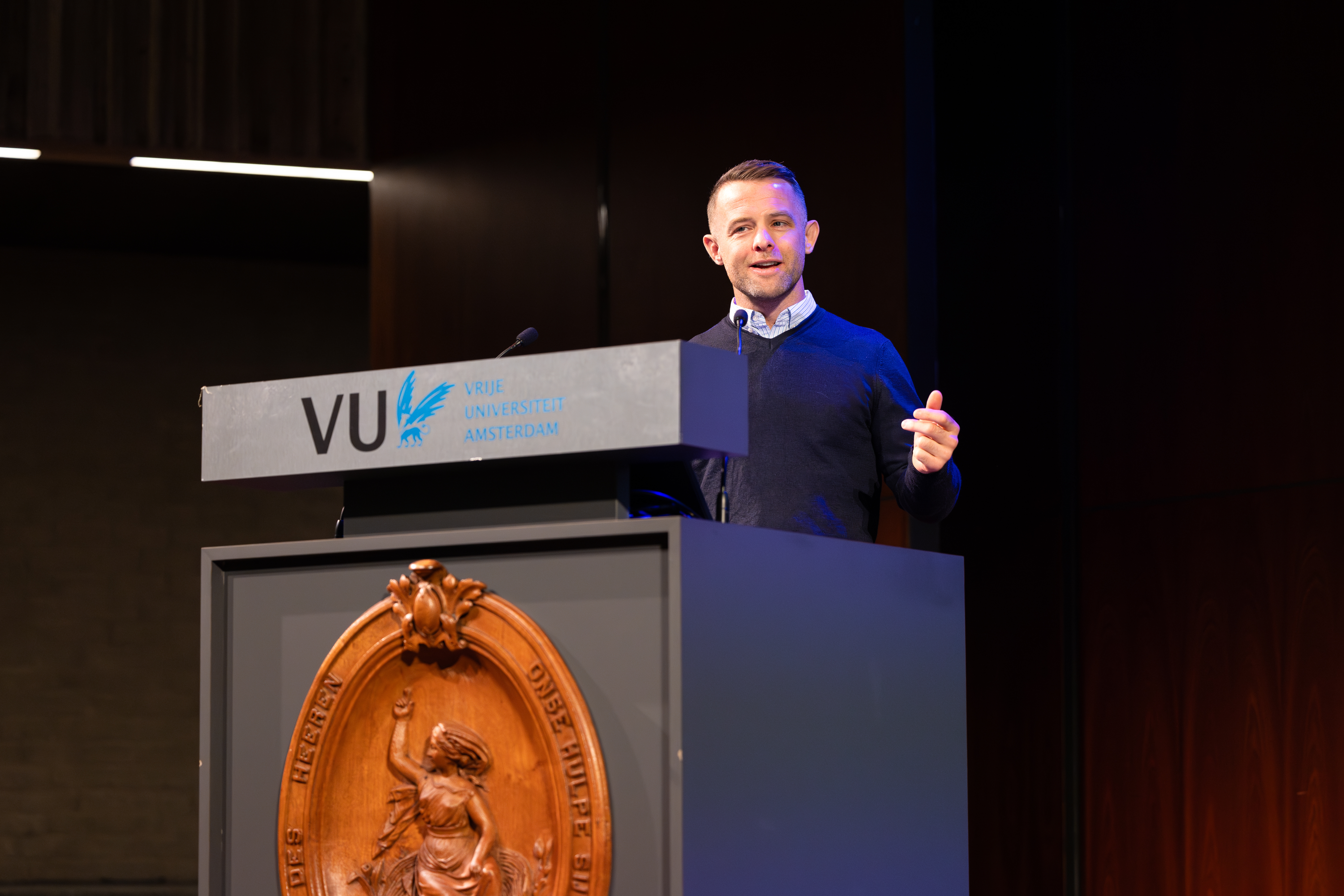John J Hogan speaking at VU Amsterdam